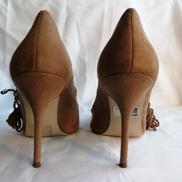 Aldo Tan Suede Kenneson Lace Up Stiletto Heel Pointed Toe Pumps 7.5 - Picture 9 of 16